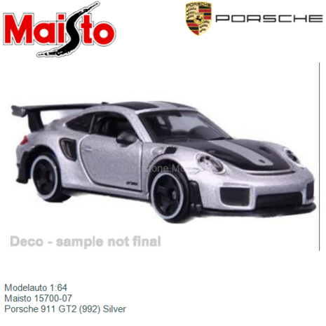 Modelauto 1:64 | Maisto 15700-07 | Porsche 911 GT2 (992) Silver