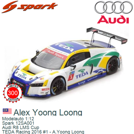 Modelauto 1:12 | Spark 12SA001 | Audi R8 LMS Cup | TEDA Racing 2016 #1 - A.Yoong Loong