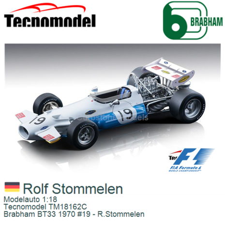 Modelauto 1:18 | Tecnomodel TM18162C | Brabham BT33 1970 #19 - R.Stommelen