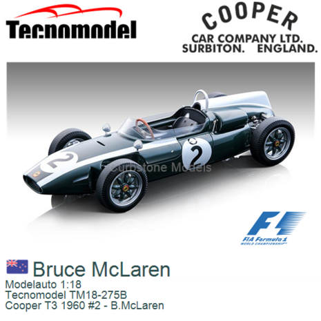 Modelauto 1:18 | Tecnomodel TM18-275B | Cooper T3 1960 #2 - B.McLaren