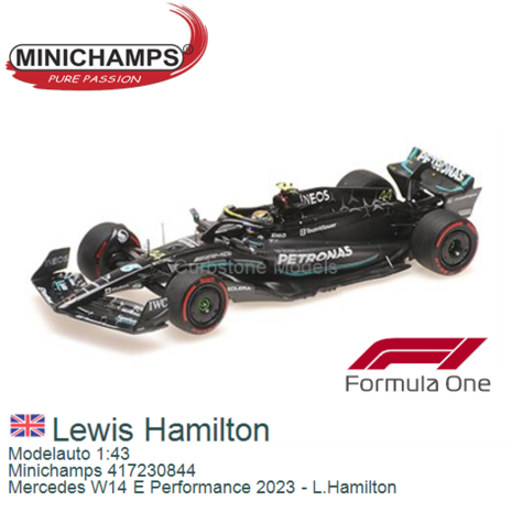 Modelauto 1:43 | Minichamps 417230844 | Mercedes W14 E Performance 2023 - L.Hamilton