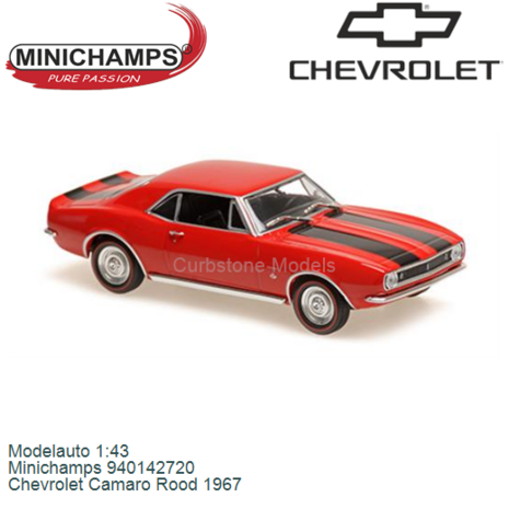 Modelauto 1:43 | Minichamps 940142720 | Chevrolet Camaro Rood 1967