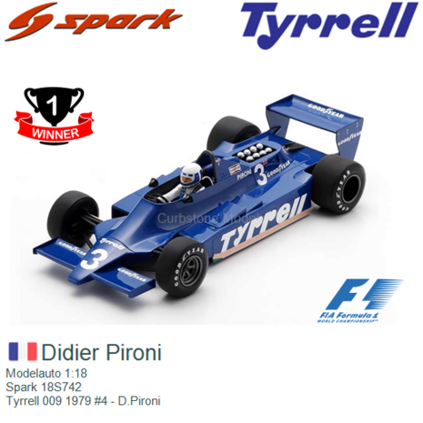 Modelauto 1:18 | Spark 18S742 | Tyrrell 009 1979 #4 - D.Pironi