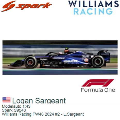 Modelauto 1:43 | Spark S9540 | Williams Racing FW46 2024 #2 - L.Sargeant