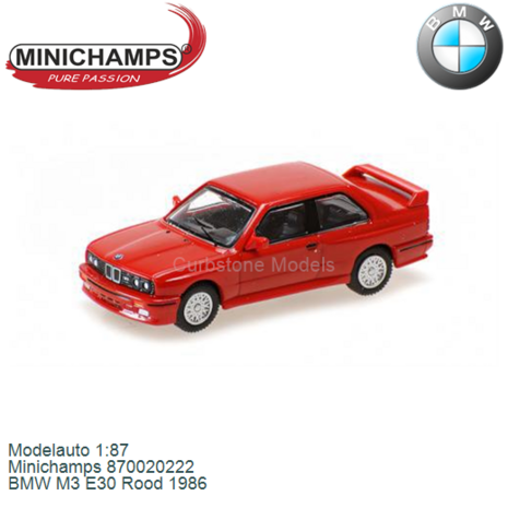 Modelauto 1:87 | Minichamps 870020222 | BMW M3 E30 Rood 1986