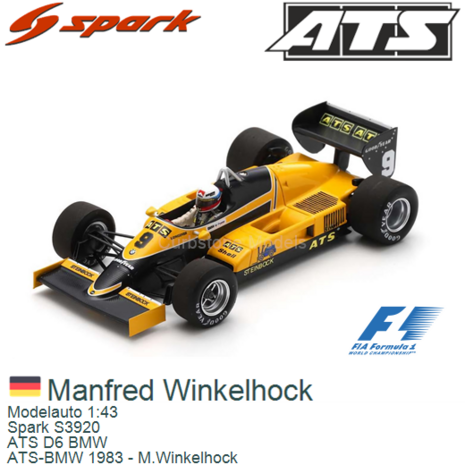 Modelauto 1:43 | Spark S3920 | ATS D6 BMW | ATS-BMW 1983 - M.Winkelhock