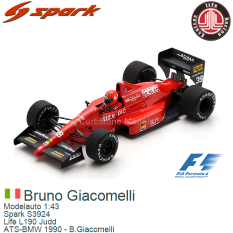 Modelauto 1:43 | Spark S3924 | Life L190 Judd | ATS-BMW 1990 - B.Giacomelli