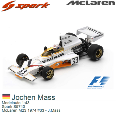 Modelauto 1:43 | Spark S5740 | McLaren M23 1974 #33 - J.Mass