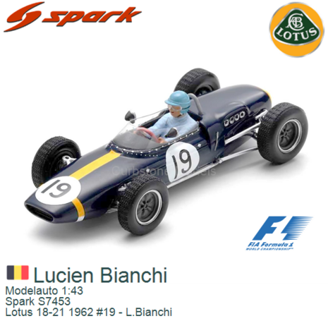 Modelauto 1:43 | Spark S7453 | Lotus 18-21 1962 #19 - L.Bianchi