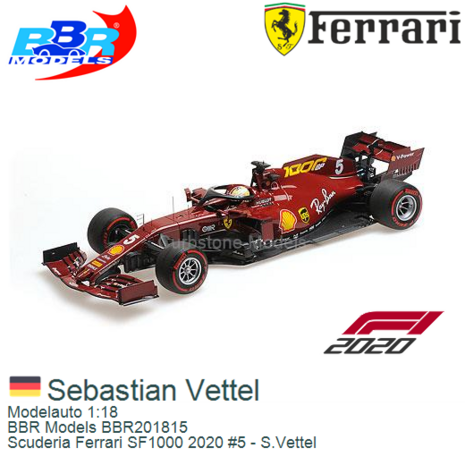 Modelauto 1:18 | BBR Models BBR201815 | Scuderia Ferrari SF1000 2020 #5 - S.Vettel