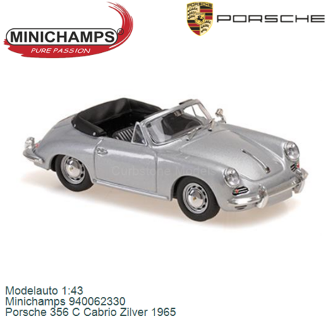 Modelauto 1:43 | Minichamps 940062330 | Porsche 356 C Cabrio Zilver 1965