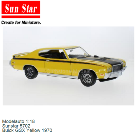 Modelauto 1:18 | Sunstar 5702 | Buick GSX Yellow 1970