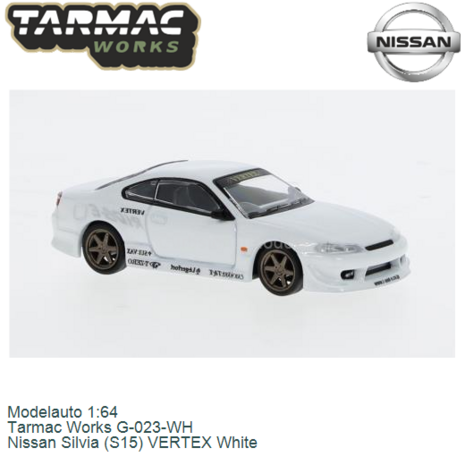 Modelauto 1:64 | Tarmac Works G-023-WH | Nissan Silvia (S15) VERTEX White