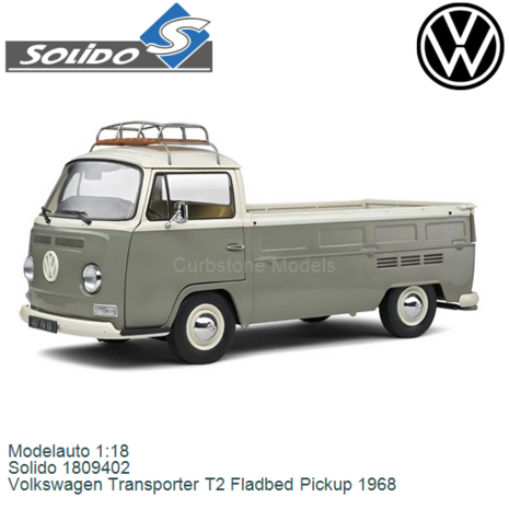 Modelauto 1:18 | Solido 1809402 | Volkswagen Transporter T2 Fladbed Pickup 1968