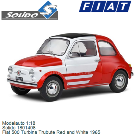 Modelauto 1:18 | Solido 1801408 | Fiat 500 Turbina Trubute Red and White 1965