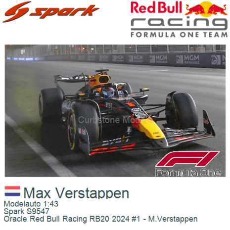 Modelauto 1:43 | Spark S9547 | Oracle Red Bull Racing RB20 2024 #1 - M.Verstappen