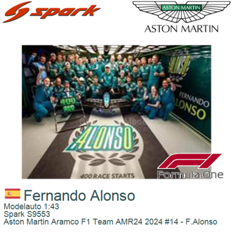 Modelauto 1:43 | Spark S9553 | Aston Martin Aramco F1 Team AMR24 2024 #14 - F.Alonso