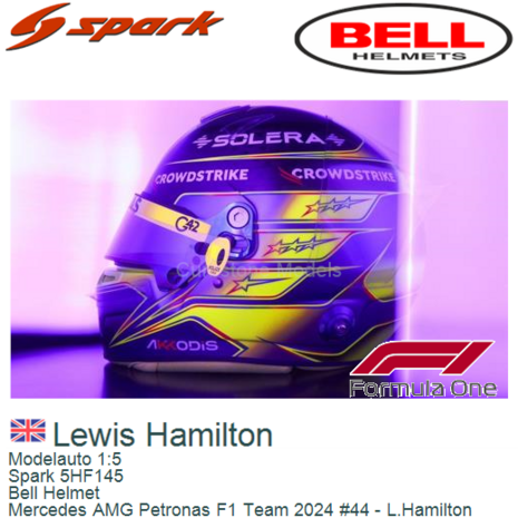 Modelauto 1:5 | Spark 5HF145 | Bell Helmet | Mercedes AMG Petronas F1 Team 2024 #44 - L.Hamilton