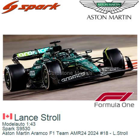 Modelauto 1:43 | Spark S9530 | Aston Martin Aramco F1 Team AMR24 2024 #18 - L.Stroll