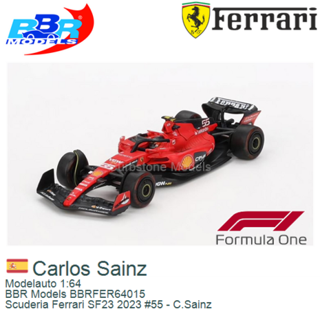 Modelauto 1:64 | BBR Models BBRFER64015 | Scuderia Ferrari SF23 2023 #55 - C.Sainz