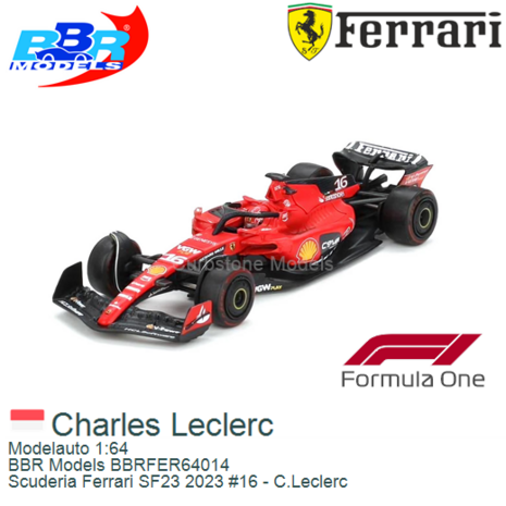 Modelauto 1:64 | BBR Models BBRFER64014 | Scuderia Ferrari SF23 2023 #16 - C.Leclerc