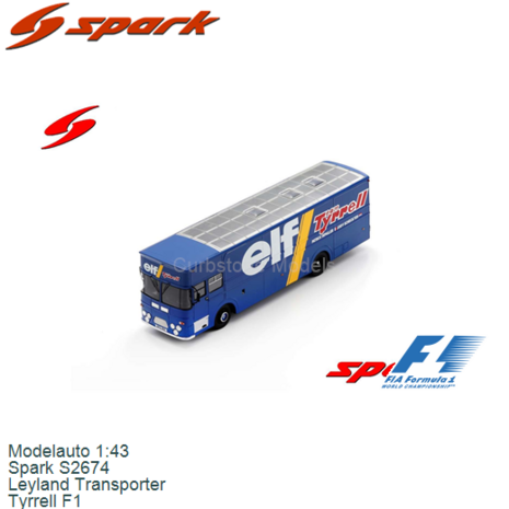 Modelauto 1:43 | Spark S2674 | Leyland Transporter | Tyrrell F1