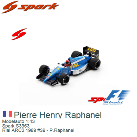 Modelauto 1:43 | Spark S3963 | Rial ARC2 1989 #39 - P.Raphanel