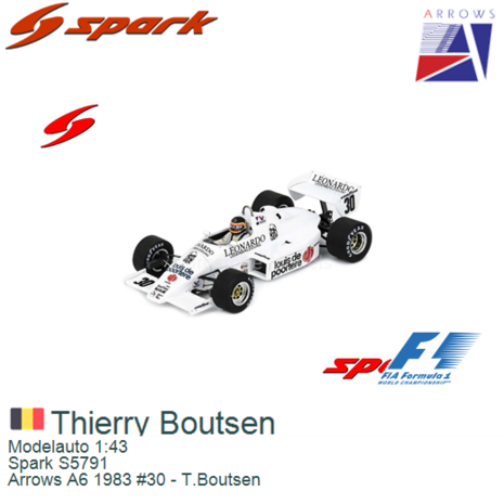 Modelauto 1:43 | Spark S5791 | Arrows A6 1983 #30 - T.Boutsen