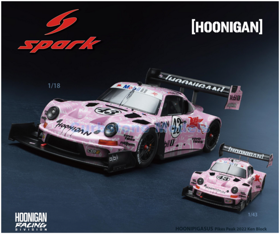 Modelauto 1:18 | Spark 18S726 | Porsche 911 HOONIPIGASUS | Hoonigan 2022 #43 - K.Block