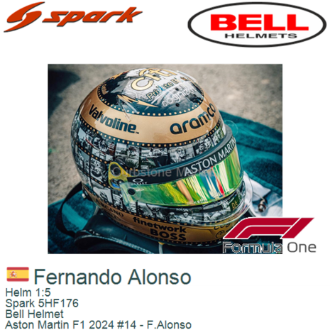 Helm 1:5 | Spark 5HF176 | Bell Helmet | Aston Martin F1 2024 #14 - F.Alonso