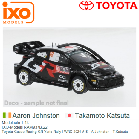 Modelauto 1:43 | IXO-Models RAM937B.22 | Toyota Gazoo Racing GR Yaris Rally1 WRC 2024 #18 - A.Johnston - T.Katsuta