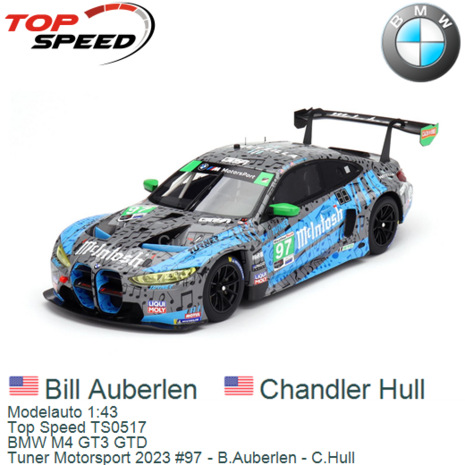 Modelauto 1:43 | Top Speed TS0517 | BMW M4 GT3 GTD | Tuner Motorsport 2023 #97 - B.Auberlen - C.Hull