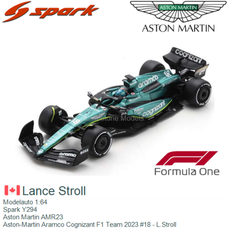 Modelauto 1:64 | Spark Y294 | Aston Martin AMR23 | Aston-Martin Aramco Cognizant F1 Team 2023 #18 - L.Stroll