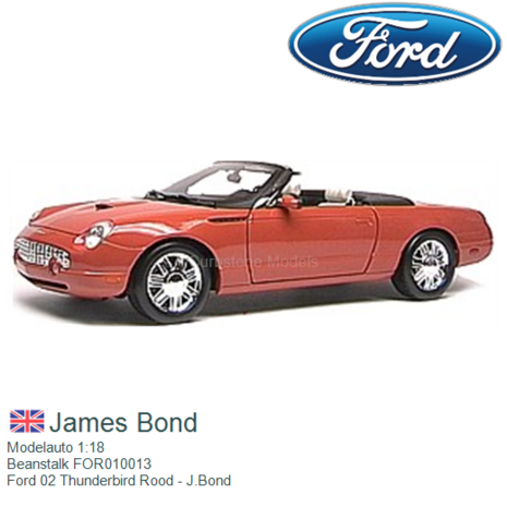 Modelauto 1:18 | Beanstalk FOR010013 | Ford 02 Thunderbird Rood - J.Bond