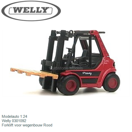 Modelauto 1:24 | Welly 0301092 | Forklift voor wegenbouw Rood