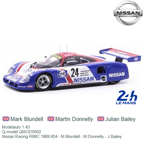 Modelauto 1:43 | Q-model QMOD0002 | Nissan Racing R89C 1989 #24 - M.Blundell - M.Donnelly - J.Bailey