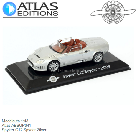 Modelauto 1:43 | Atlas ABSUP041 | Spyker C12 Spyder Zilver