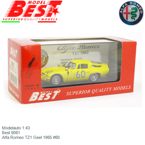 Modelauto 1:43 | Best 9061 | Alfa Romeo TZ1 Geel 1965 #60