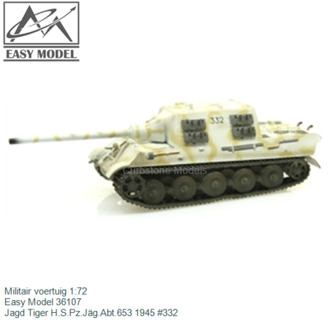 Militair voertuig 1:72 | Easy Model 36107 | Jagd Tiger H.S.Pz.Jäg.Abt.653 1945 #332