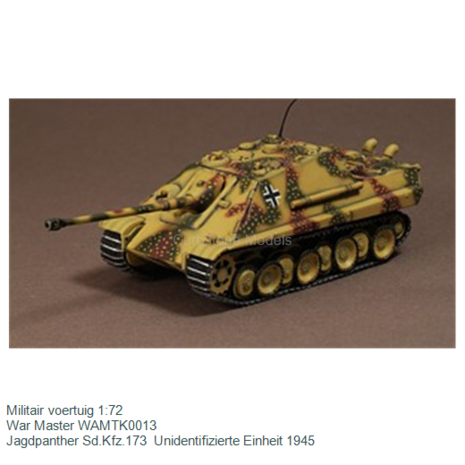 Militair voertuig 1:72 | War Master WAMTK0013 | Jagdpanther Sd.Kfz.173  Unidentifizierte Einheit 1945