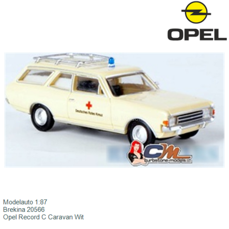 Modelauto 1:87 | Brekina 20566 | Opel Record C Caravan Wit