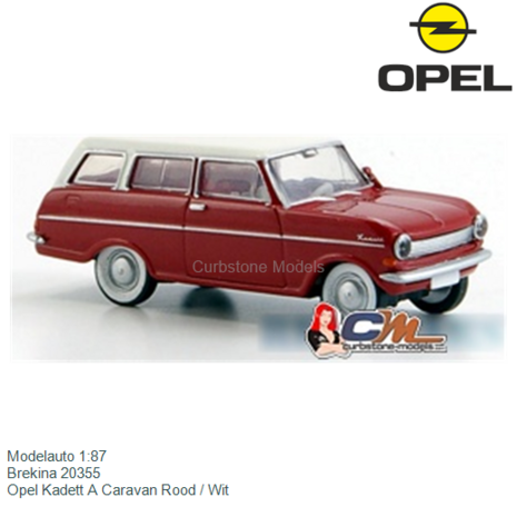 Modelauto 1:87 | Brekina 20355 | Opel Kadett A Caravan Rood / Wit