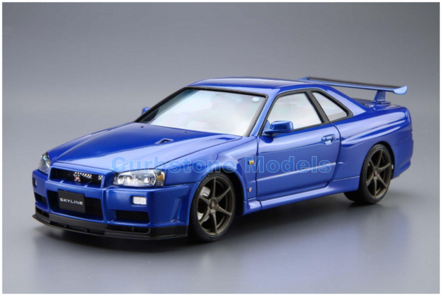 Bouwpakket 1:24 | Aoshima AO05858 | Nissan BNR34 Skyline GTR V-Spec II Midnight Blue 2002