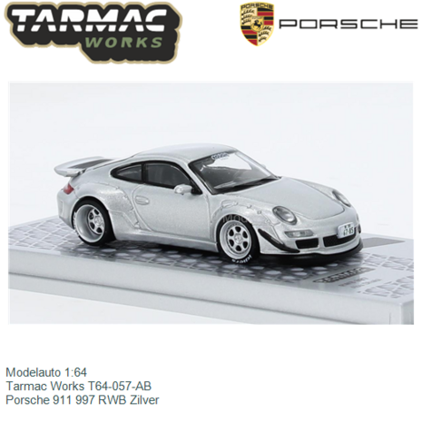 Modelauto 1:64 | Tarmac Works T64-057-AB | Porsche 911 997 RWB Zilver