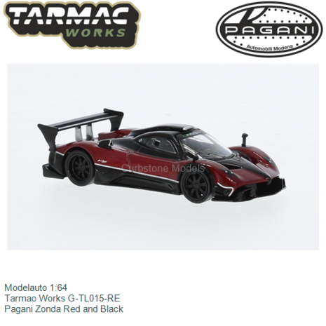 Modelauto 1:64 | Tarmac Works G-TL015-RE | Pagani Zonda Red and Black