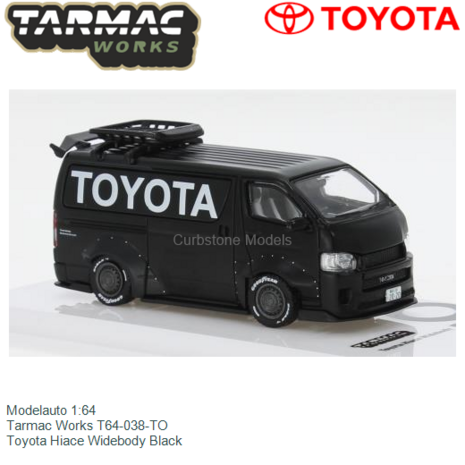 Modelauto 1:64 | Tarmac Works T64-038-TO | Toyota Hiace Widebody Black