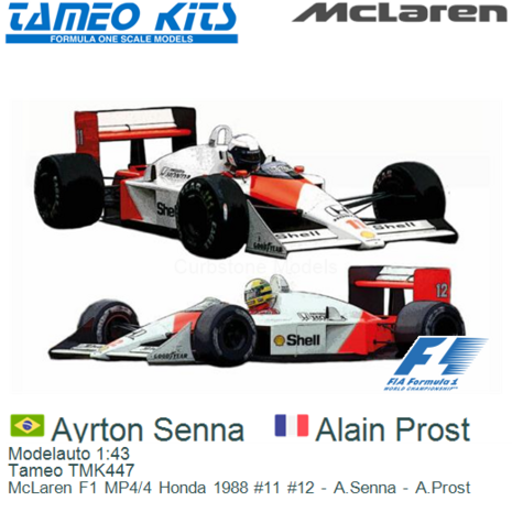 Modelauto 1:43 | Tameo TMK447 | McLaren F1 MP4/4 Honda 1988 #11 #12 - A.Senna - A.Prost