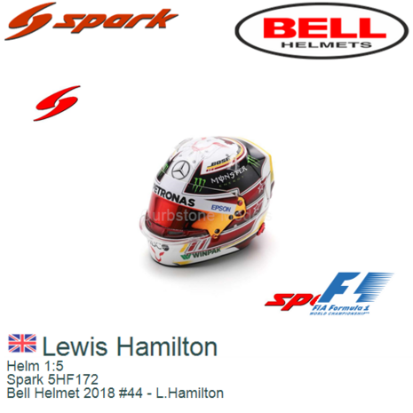 Helm 1:5 | Spark 5HF172 | Bell Helmet 2018 #44 - L.Hamilton