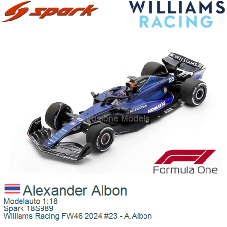 Modelauto 1:18 | Spark 18S989 | Williams Racing FW46 2024 #23 - A.Albon