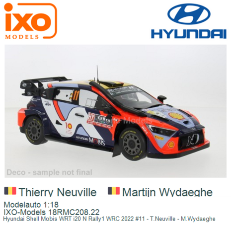 Modelauto 1:18 | IXO-Models 18RMC208.22 | Hyundai Shell Mobis WRT i20 N Rally1 WRC 2022 #11 - T.Neuville - M.Wydaeghe